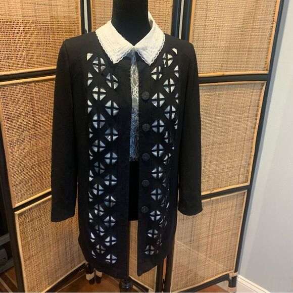 Laundry by Shelli Segal Jacket Geometric Cutout Coat Size 4 Chic Layering Piece - Picture 3 of 11
